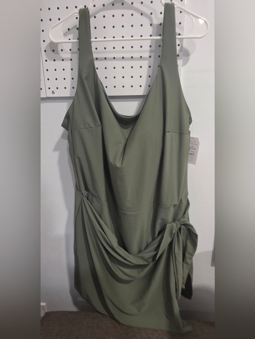 Time and Tru Olive Green BATHING SUIT- Midi Dress with Side Tie - SIZE 2X NWT